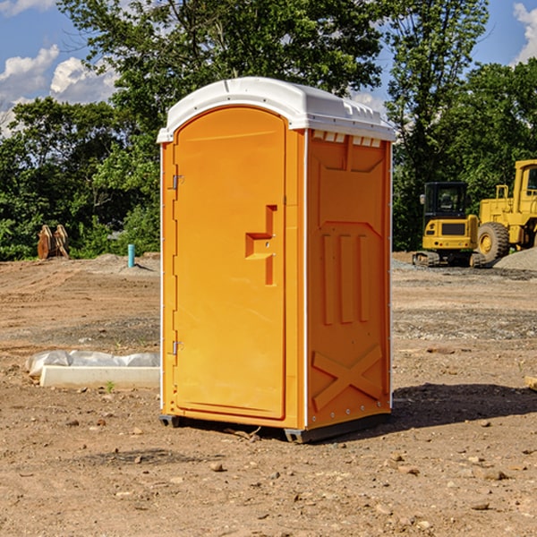 how often are the portable restrooms cleaned and serviced during a rental period in Fisher